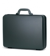 Sleek and sturdy, designed with European-style minimalism, this attaché carries an air of importance. Organize your business essentials in accordion-style portfolios and multiple compartments, all set within a durable ABS exterior with strong fiberglass-filled nylon frame. Three-year warranty.