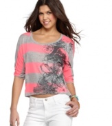 Layer Fresh Brewed's crop top with jeggings and your number one heels for graphic style that's anything but gray!