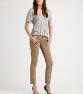 Sleek and slim in lightweight stretch denim, tailored in sophisticated ankle crop.THE FITSlim fitRise, about 7Inseam, about 30THE DETAILSZip flyFive-pocket style41% supima cotton/39% cotton/15% modal/5% polyurethaneMachine washMade in USA of imported fabricModel shown is 5'10 (177cm) wearing US size 4.