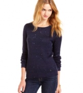 Twinkle like a starry night in Tommy Girl's sequin bedecked, long sleeve sweater.