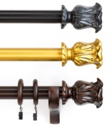 Exquisitely detailed, the Tulip curtain rod set boasts beautifully crafted tulip finials on a solid wood rod for a look of grandeur.