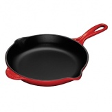 For nearly a century, Le Creuset has handcrafted enameled cast iron cookware of superlative quality, durability and versatility and this skillet is no different. Crafted with a cast iron exterior for uniform heating and a black enamel interior to seal in juices, this easy-to-grip pan expertly cooks restaurant-quality fare including frittatas and omelets in no time while dual pour spouts accommodate right or left-handers.