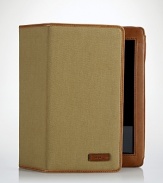 Constructed from durable canvas, this sleek leather-trimmed carrying case provides a handsome home away from home for a treasured iPad®.Features a special slot for cards at the interior.