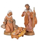 The centerpiece of the Nativity, these Holy Family figurines are the perfect set to start a treasured tradition. Mary and Joseph sit beside the newborn Jesus as he rests in a cradle lined with hay.