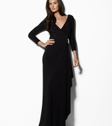 Effortlessly stunning in a glamorous floor-length silhouette with an elegant knot detail at the front, this gown is rendered in light, airy matte jersey for graceful movement.