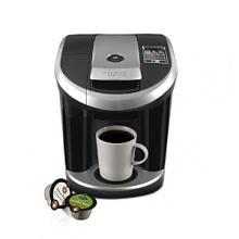Indulge your love of fine coffees and teas with this revolutionary new brewing system from Keurig. With the ability to brew frothed coffee drinks, iced beverages and your regular cup of joe, and featuring 8 size settings plus an interactive touchscreen for easy service, the Vue brewer offers perfection in a mug, time after time. It's like having a world-class coffeehouse in your kitchen.