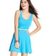 Finished with a neon belt, this skater dress from Ultra Flirt pairs our favorite trends of the season: bright colors and a swingy, a-line shape!