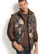 Handsome camouflaged vest by LRG with military style pockets.