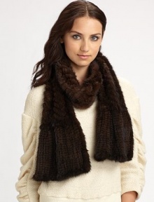 A soft style in luxurious, natural mink fur. About 68 X 6½Natural pieced mink furSpecialist dry cleanImported Fur origin: Denmark