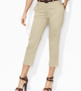 Rendered in sleek stretch twill, these petite Lauren by Ralph Lauren pants are crafted with a slim, cropped leg for modern style.