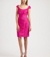 Strategic seaming and delicate allover raw-edged tiers define this brightly-hued silk organza style.ScoopneckCap sleevesAllover tiersConcealed back zipFully linedAbout 22 from natural waistSilkDry cleanImportedModel shown is 5'9½ (176cm) wearing US size 4. 