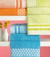 Dots, stripes and solids--oh my! Add a burst of color to your day with these funky bath towels in playful citrusy shades.