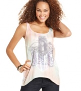 From the soft rainbow of stripes to the high-low style, an abundance of cute details make this tank top from Pretty Rebellious essential to your wardrobe!