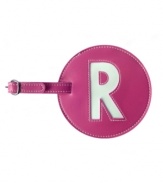 Give me an R! This big, easy-to-spot luggage tag is personalized with your initial, giving your bags an identity and helping them stand out on the luggage carousel.