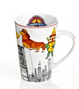 Bursting with all the familiar sights and official balloons of Macy's Thanksgiving Day Parade, this irresistible mug helps you take part in a cherished holiday tradition. With Macy's 2012 on handle and police and clown balloons on back.