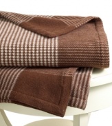 Beat the cold with this super-soft throw from Lauren by Ralph Lauren. Features a houndstooth knit in cream and brown hues for a cozy addition anywhere in your home.