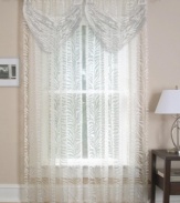 Sheer and stylish, the Kenya waterfall valance takes you on a safari of style. An allover zebra print drapes beautifully and makes an eye-catching accent alone or layered. Use two or three valances together for a dramatic effect. Unlined.