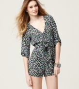 A wild print updates one of summer's most trendy pieces, the romper. This version in lightweight silk from Charlie Jade is stylish, comfy and feminine.