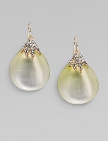 From the Grey Gardens Collection. An elegant design featuring goldtone vines encrusted with Swarovski crystals accenting a beautiful, hand-crafted petal-shaped lucite stone. GoldtoneSwarovski crystalsHand-crafted luciteDrop, about 214k gold French wire backMade in USA