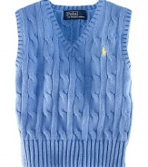 The essential sweater vest in handsome and durable cabled cotton.
