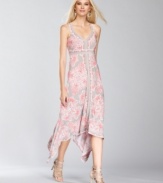 Floaty and ethereal, INC's printed dress features sexy straps and an adorable handkerchief hem!