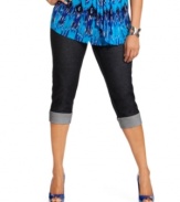 Land the style and comfort of INC's plus size jeggings, featuring a cuffed capri design that's season-perfect!