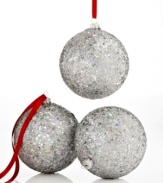 All that glitters. Brilliant silver ball ornaments lend effortless splendor to your tree in shatterproof glass from Kurt Adler.