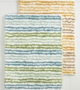 Classic stripes get a fun twist in uplifting shades with the Charter Club Ultra Stripe bath rug in pure cotton. Choose from warm or cool tones.