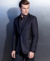With an edgy, two-tone design, this color-blocked blazer from INC International Concepts is a modern take on menswear.