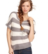 Pull on a sweater from Pink Rose! Stripes give it a cute, graphic touch.