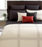 Tailored to perfection. Panels of woven textured cotton are pieced together with a border of stud embellishments in this Panels duvet cover from Hotel Collection for a look of modern sophistication.