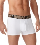 Feel elite from head to toe when you are sporting these stretch fabric boxer briefs from Under Armour®.