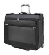 Super light and super strong, an unbeatable combo makes this first-class flier a must-have for any seasoned traveler. The durable flex-frame bounces back after impact, keeping your belongings safe and in order inside. A fully-stocked closet-on-the-go, this rolling garment bag brings your flawless appearance to each & every destination. Limited lifetime warranty.