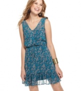 Geometric print plus a ruffled hem equal the perfect day dress equation, from Be Bop!