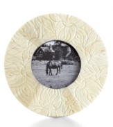 Engraved bone adds warmth and exotic flair to your favorite images of loved ones. Also, the neutral color of this classic Purva frame beautifully compliments many interior designs, making it a beautiful gift for many occasions.