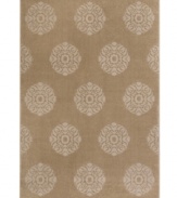 A smart medallion pattern meets tonal tan hues in this Tribecca rug for a sophisticated presentation. Soft, durable polypropylene construction and neutral tones make it a welcome addition to any room in the home. (Clearance)