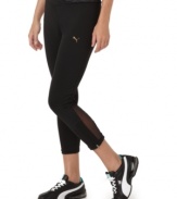 These athletic pants by Puma are a must-have for your gym wardrobe. Mesh insets and zippers at the leg are sporty details you'll love!