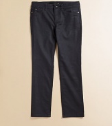 Modern basics with the five-pocket styling, straight-leg silhouette and a little stretch for a comfortable fit with a sheen.Front button closureWaistband with belt loopsZip flyFive-pocket style98% cotton/2% Machine washImported