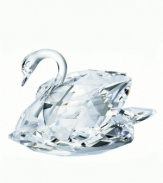 Highly collectible and exquisitely crafted by Swarovski, the Austrian leader in crystal artistry for over 100 years, Large Swan is sculpted of faceted crystal with a silvery glow and 18K gold-plated metal accents. Measures 2-1/2 x 2-3/8.