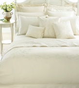 Exquisite floral embroidery lends a romantic touch to the White Hall duvet from Lauren Ralph Lauren. Woven of pure cotton.