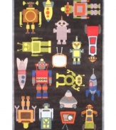 Mr. Roboto invades the tween scene with this irresistibly retro rug from Momeni's Lil Mo Whimsy collection. Designed to help update outgrown decor, the Whimsy collection is a perfect match for would-be builders and dreamers. Colorful, low-fi robots of all origins populate this supercool rug fit for a true techie. Hand-tufted mod-acrylic is soft, strong and flame-retardent.