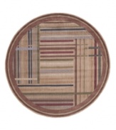 The dynamic field of this round rug features a grid pattern in a multitude of hues for a striking look of modern abstraction. Woven of premium Opulon(tm) yarns to create a lavish pile with a rich, color-enhancing finish.