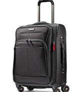 Sleek, slender & streamlined, this spinner is built ultra-lightweight to take on trips with confidence and ease. An expandable design features multiple interior & exterior pockets for stashing accessories & travel essentials, plus a removable interior suiter and an interior door with mesh and wet pack pockets. 10-year warranty.