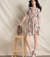 The shirtdress gets reinvented as a feminine staple in this Tommy Hilfiger look, thanks to a chic floral print and tie at the waist.