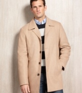 Show off your dapper side with this handsome wool-blend coat from Calvin Klein.