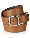 Crafted in fine Italian pebbled leather, this handsome belt reverses from brown to black and back again, depending on your look.