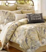 Feel the breeze in your bedroom. Tommy Bahama creates a feeling of sheer relaxation with this Bahamian Breeze comforter set, featuring an exotic floral print in soothing gray and tan hues.