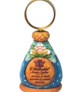 Cherish the beauty of this mini magnifying glass, featuring intricate hand painted details expressing the craftsmanship of the DeBrehkt brand with the words: intricacy of details meticulously painted freehand.