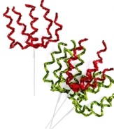 Sparkling sequins formed in a twirly design trim your tree with extra sparkle in this set of 4 Sequin Corkscrew picks.