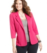 Lend structure to any look with ING's single-button plus size jacket-- it's perfect for work and beyond!